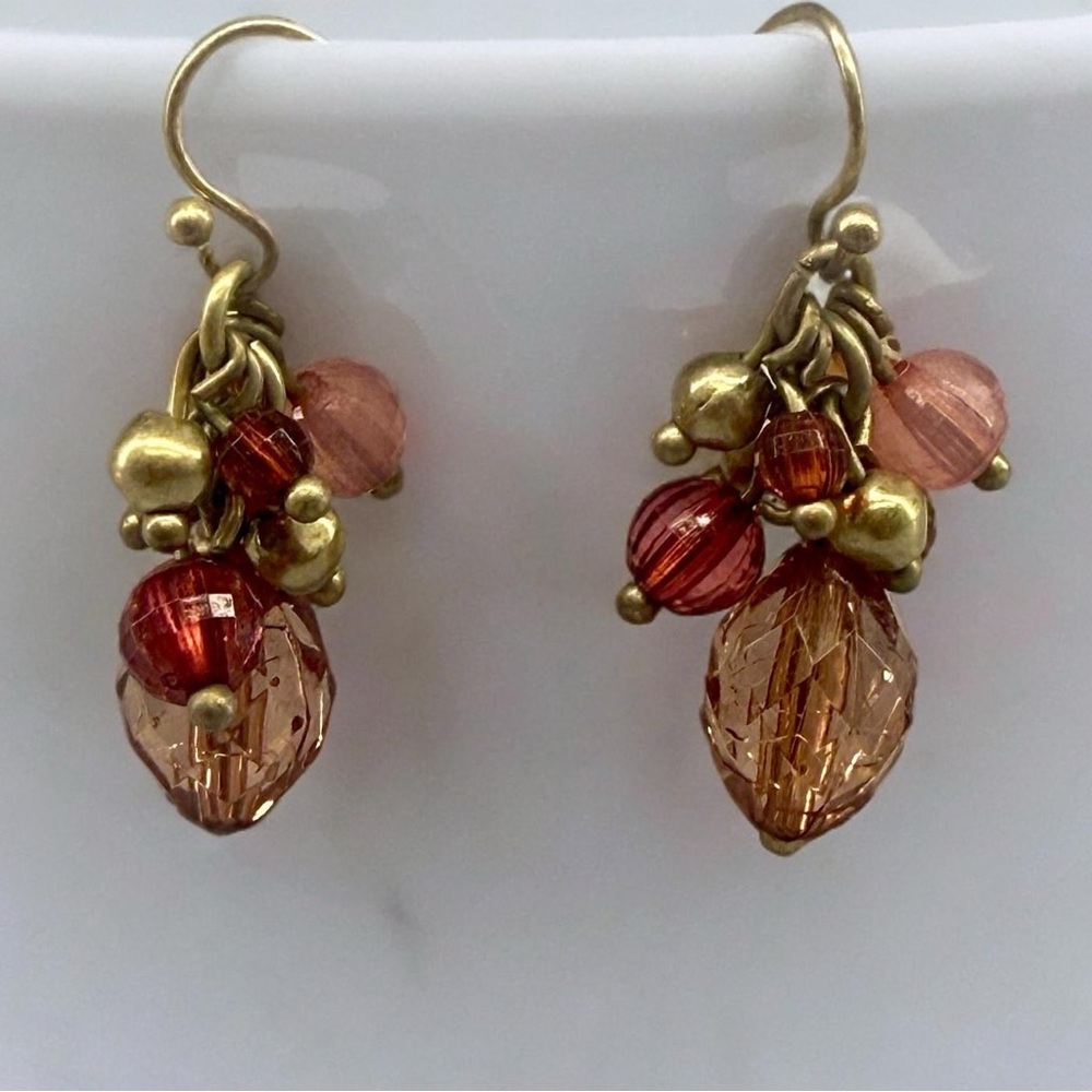 4/$15 Gold and Red Cluster Earrings